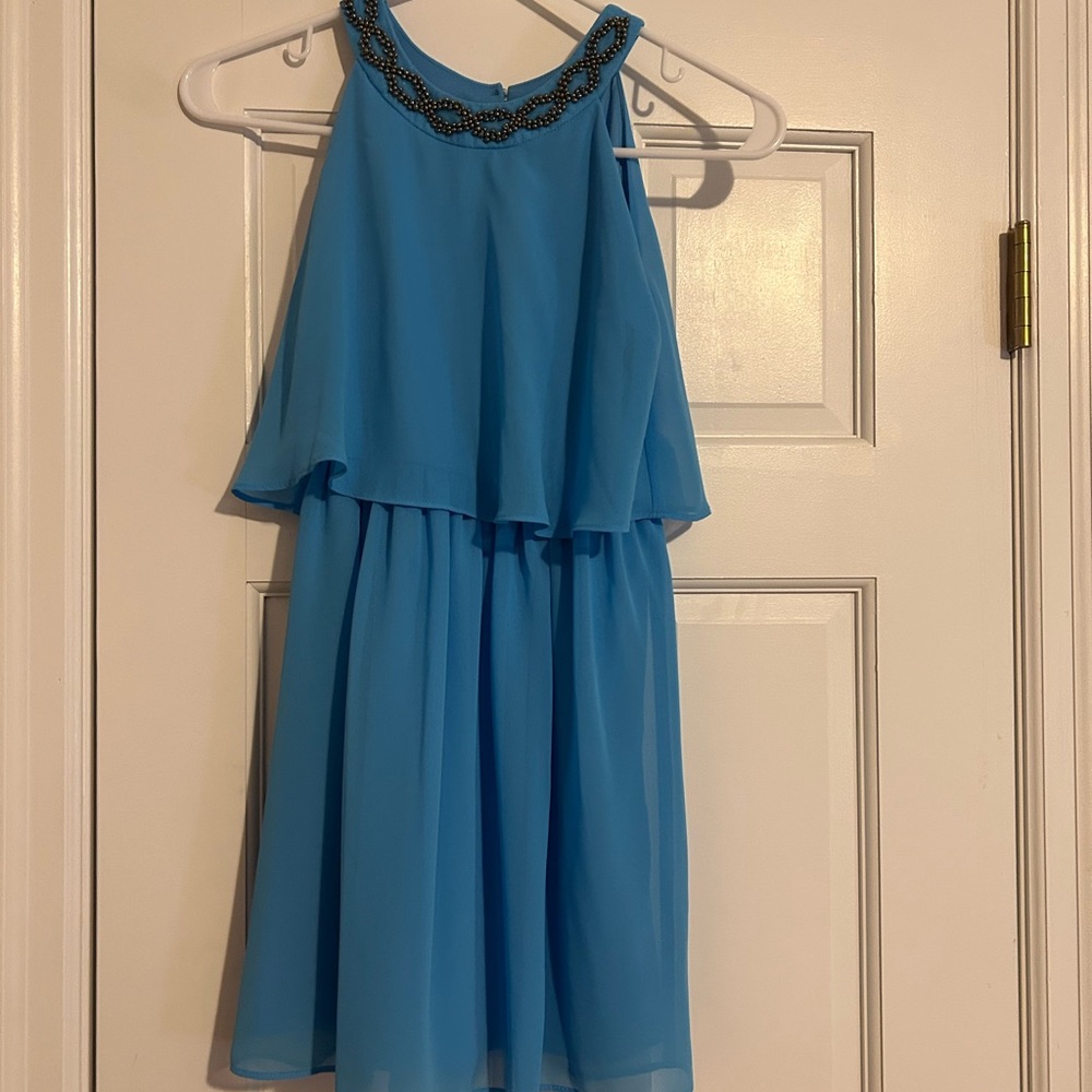 Amy Byer Blue Halter Tiered Sundress for Weddings